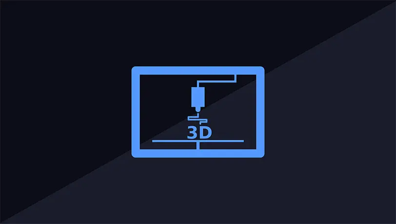 How To Make Your 3D Printing Business A Successful One 3D Printing Icon on a black and gray background.