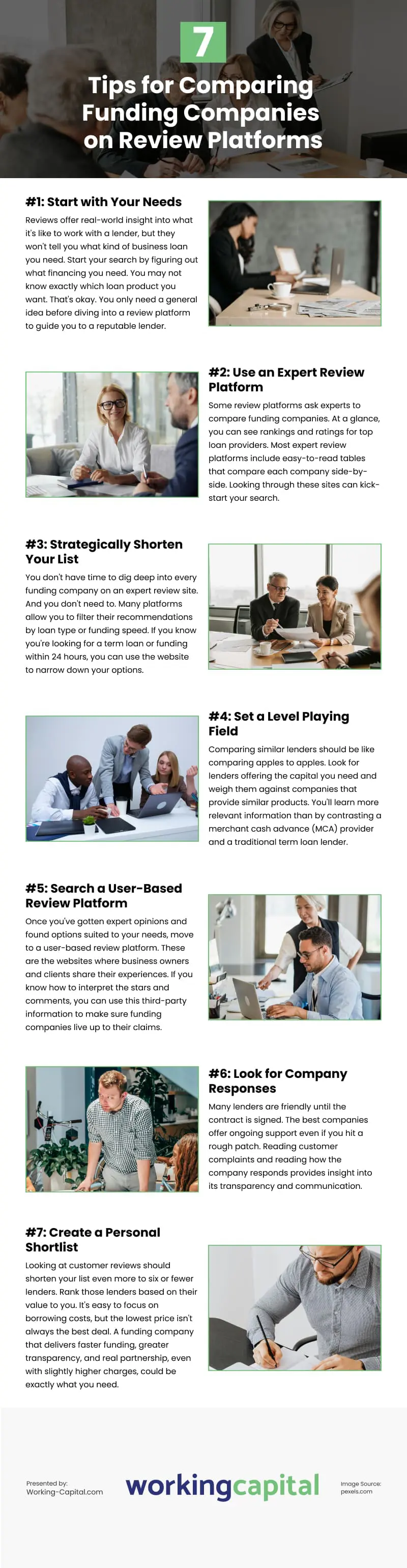 7 Tips for Comparing Funding Companies on Review Platforms Infographic 7 Tips for Comparing Funding Companies on Review Platforms Infographic