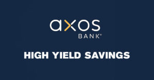Axos Bank® logo with High Yield Savings text on a dark blue background, representing the bank’s high-interest savings account product