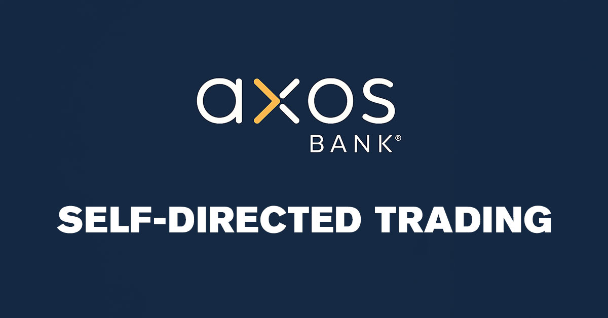 Axos Bank® logo with Self-Directed Trading text on a dark blue background, representing the bank’s investment platform for self-managed trading accounts