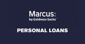 Marcus by Goldman Sachs® logo with Personal Loans text on a dark background, representing the bank’s personal loan product