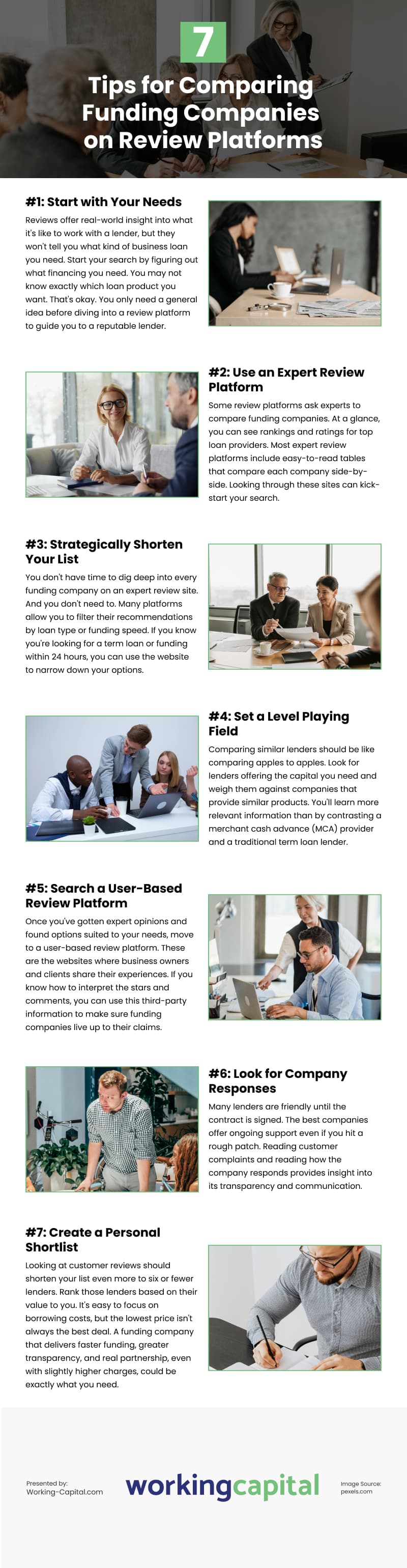 7 Tips for Comparing Funding Companies on Review Platforms Infographic 7 Tips for Comparing Funding Companies on Review Platforms Infographic