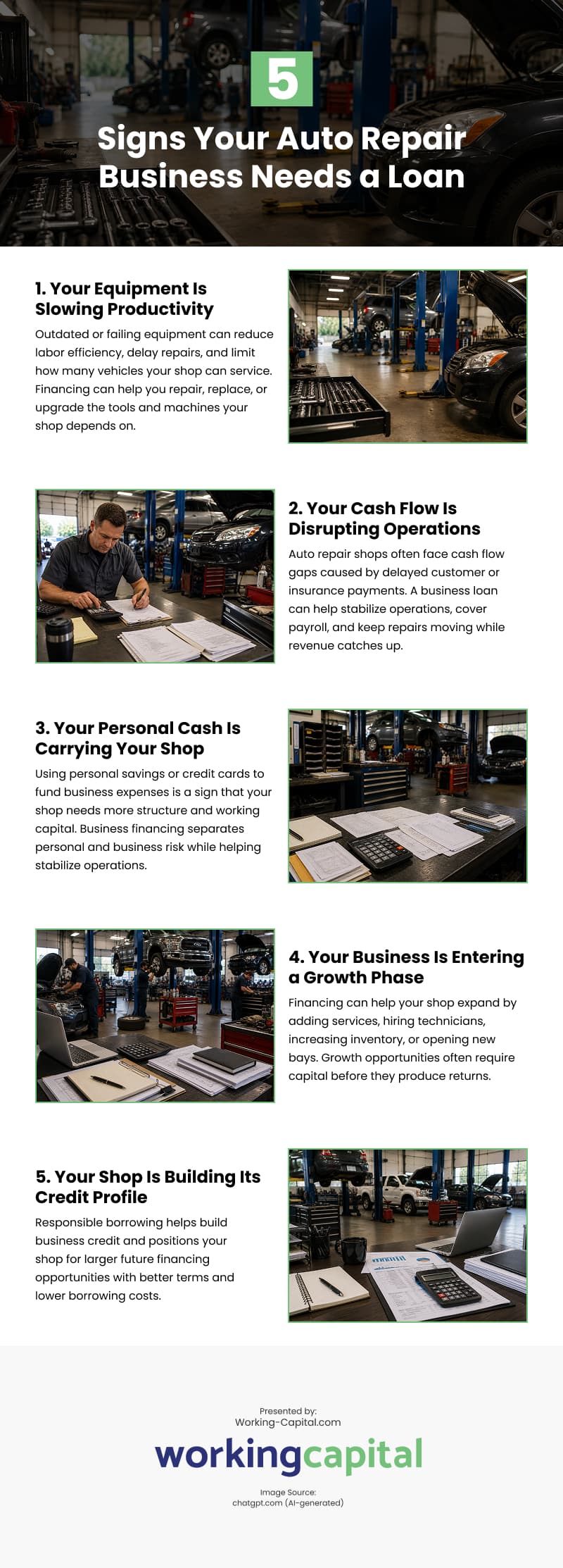 5 Signs Your Auto Repair Business Needs a Loan Infographic 5 Signs Your Auto Repair Business Needs a Loan Infographic